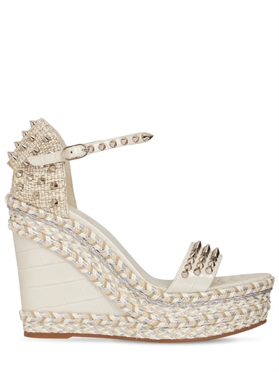 white louboutin wedges