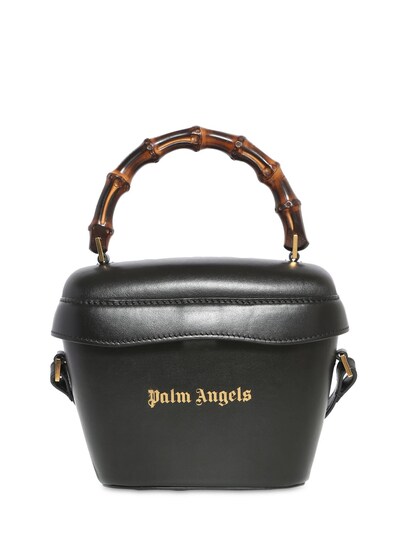 Damen Taschen Taschen mit Griff Palm Angels Leder Handtasche Aus Leder Und Bambus in Schwarz 