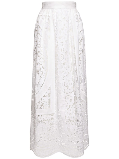 Dolce & Gabbana - Cotton blend lace midi skirt - White | Luisaviaroma