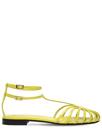 ALEVI 10mm Hohe Sandalen Aus Lackleder elena in Gelb Damen Schuhe Flache Schuhe Flache Sandalen 