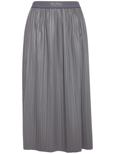 Max Mara - Gonna midi effetto pelle plissé - Grigio | Luisaviaroma