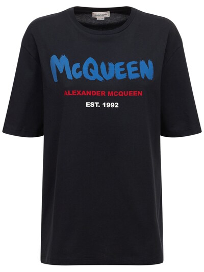Cotton printed oversized t-shirt - Alexander McQueen - Women | Luisaviaroma