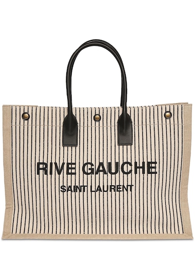 Damen Taschen Tote Taschen Saint Laurent Baumwolle Tote Aus Bedruckter Baumwolle rive Gauche in Grau 