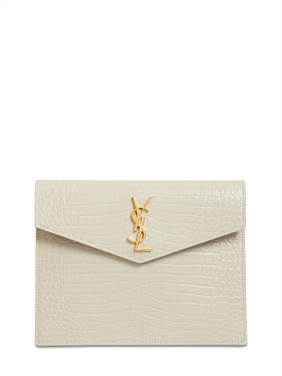 Saint Laurent - Busta piccola uptown in pelle - Crema Soft | Luisaviaroma