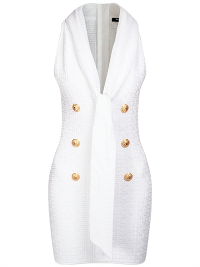 Balmain - Vestito in maglia di misto viscosa - Bianco | Luisaviaroma