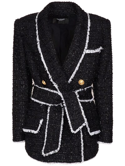 balmain black tweed jacket