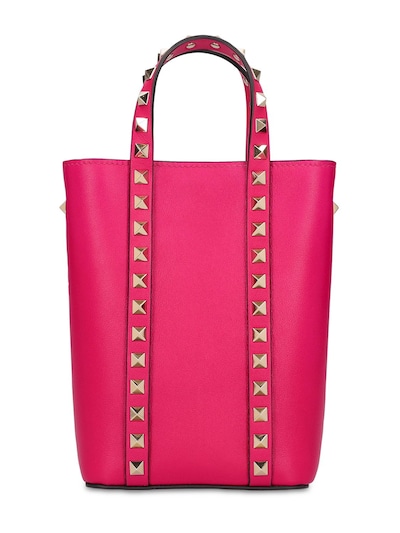 Rockstud Leather Tote Bag in Pink - Valentino Garavani