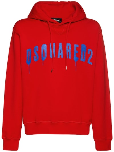 Logo print cotton jersey hoodie - Dsquared2 - Men | Luisaviaroma