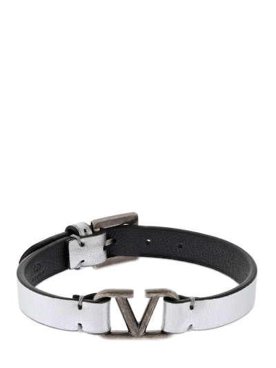 Valentino Garavani Rockstud leather belt bracelet Silver | Luisaviaroma