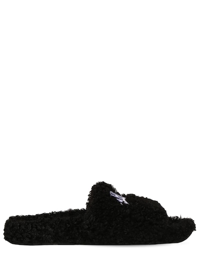 balenciaga shearling slide sandals