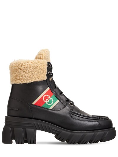 Gucci - 40mm romance leather combat boots - Black | Luisaviaroma