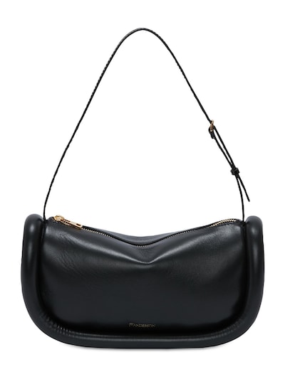 black leather baguette shoulder bag