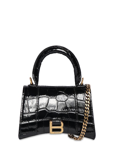 Mini hourglass croc embossed leather bag - Balenciaga - Women