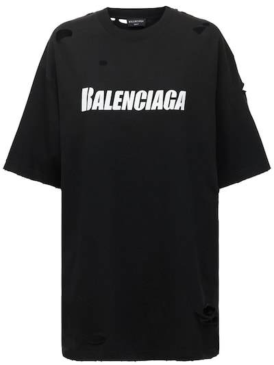 Oversized distressed logo t-shirt Balenciaga - Women |