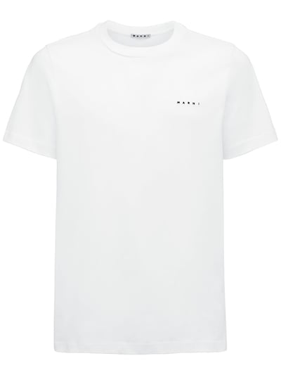 Logo embroidered cotton jersey t-shirt - Marni - Men | Luisaviaroma