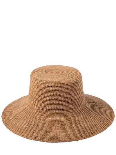 inca wide straw bucket hat - Tan 