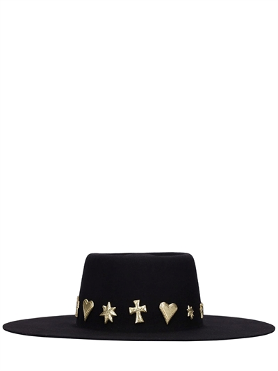 Celestial boater wool felted hat 