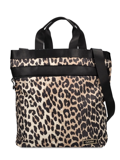 ganni backpack leopard