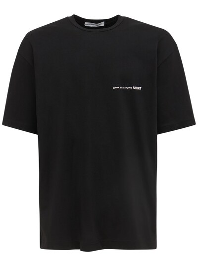 Comme Des Garçons Shirt - Logo print over cotton jersey t-shirt - Black ...