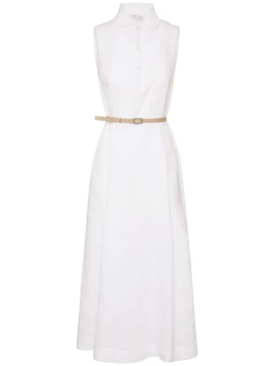 Loro Piana - Leyla solaire linen belted midi dress - White | Luisaviaroma
