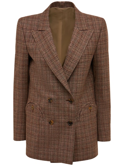 Blazé Milano - Mariella check silk & wool blazer - Brown/Multi ...