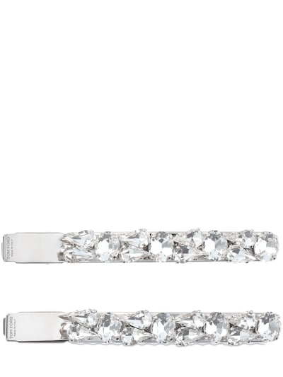 Tom Ford - Show brass & crystal hair clips - Silver | Luisaviaroma