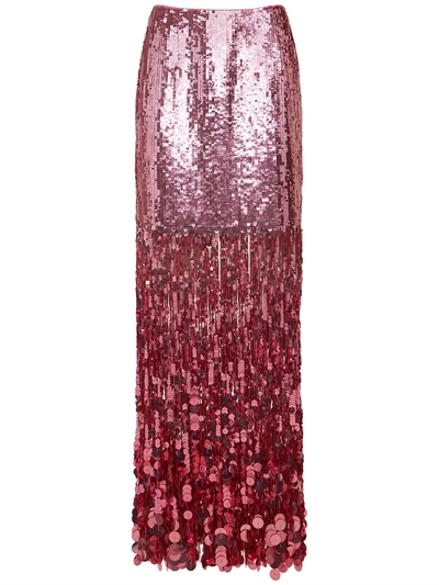 Moschino - Gonna lunga con frange e paillettes - Rosa | Luisaviaroma