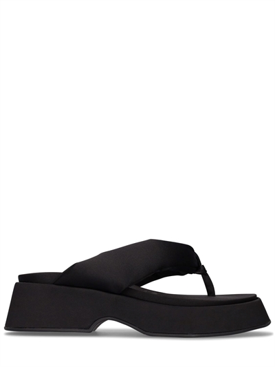 GANNI - 55mm retro padded satin thong sandals - Black | Luisaviaroma