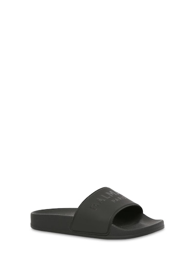 længes efter twinkle tit Balmain - Logo print rubber slide sandals - Black | Luisaviaroma