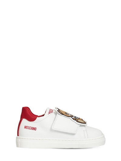 moschino logo leather sneakers