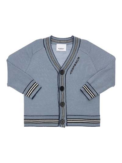 Burberry - Icon stripe wool knit cardigan - Light Blue | Luisaviaroma