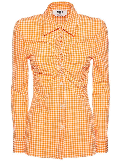 Msgm - Micro gingham ruched shirt 