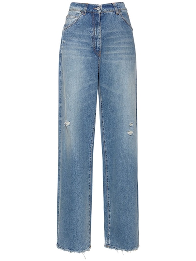 Msgm - Cherry cotton denim wide jeans - Blue | Luisaviaroma