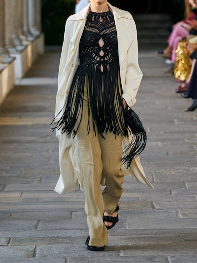 Alberta Ferretti: Macramé woven fringed top - women_1 | Luisa Via Roma