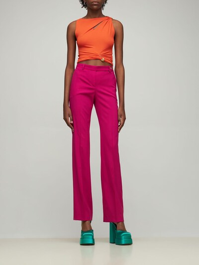 Versace: Straight stretch wool pants - women_1 | Luisa Via Roma