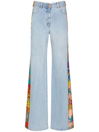 Versace - Denim & twill low rise wide jeans - Denim | Luisaviaroma