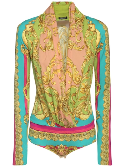 Printed silk georgette bodysuit - Versace - Women | Luisaviaroma