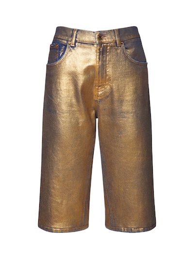 Tom Ford - Gold-coated denim bike shorts - Gold/Denim | Luisaviaroma