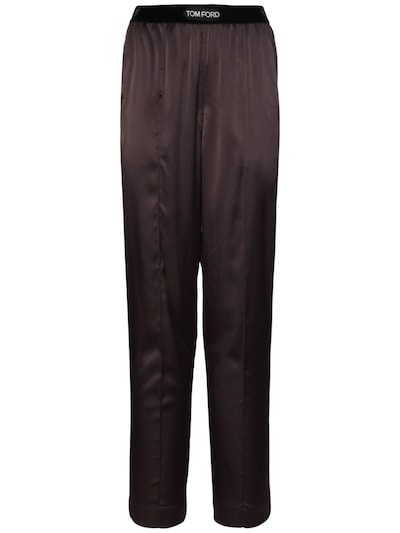 Tom Ford - Logo silk satin pajama pants - Brown | Luisaviaroma