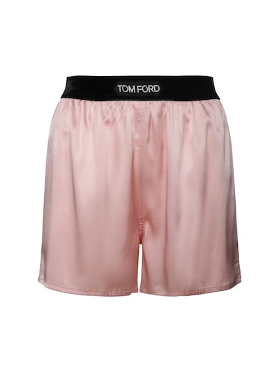 Tom Ford - Logo silk satin mini shorts ...