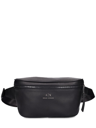 Armani engraved-logo Faux-Leather Shoulder Bag
