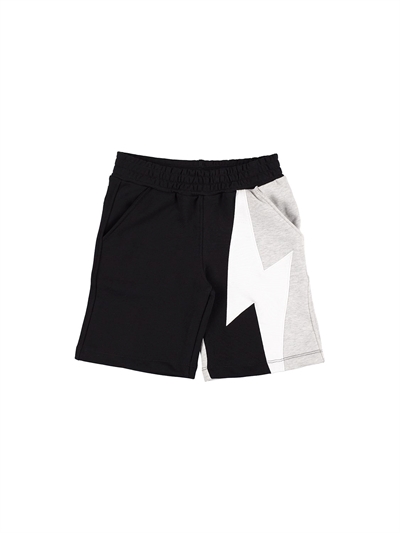 Thunder color block cotton sweat shorts 