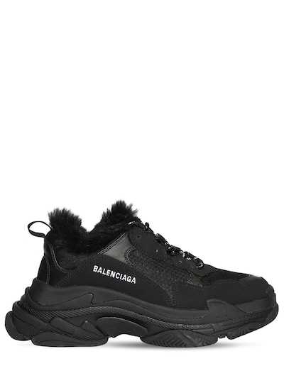 Balenciaga - Sneakers triple s fur - Nero | Luisaviaroma