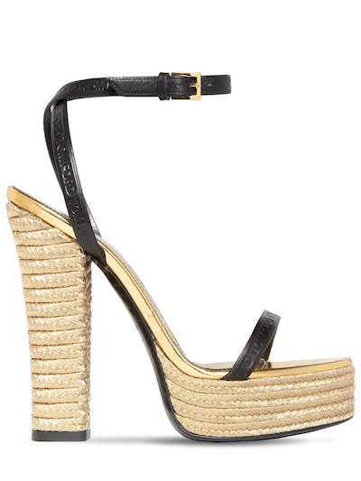 Tom Ford - 135mm leather platform sandals - Black | Luisaviaroma