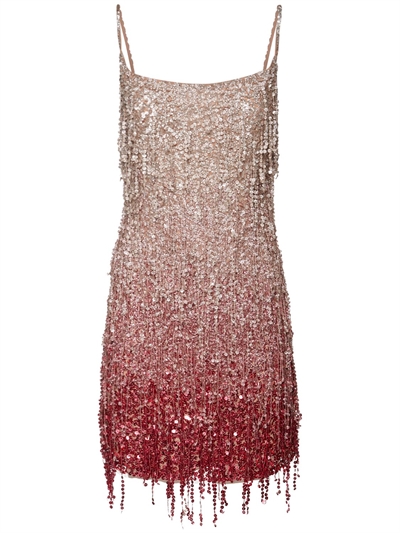 Blumarine - Vestito con frange e paillettes - Rosa Polvere | Luisaviaroma