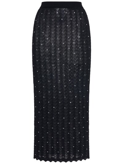 Alessandra Rich - Fitted lace knit midi skirt - Black | Luisaviaroma