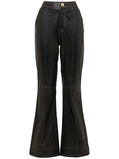 GANNI - Flared leather pants - Black 