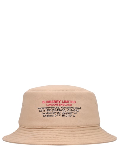 Burberry - Logo print cotton bucket hat - Soft Fawn | Luisaviaroma
