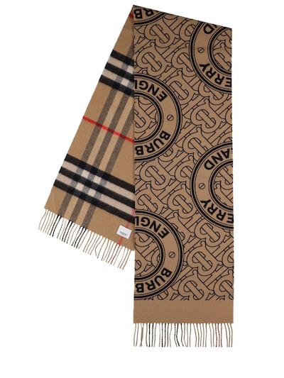 Check Cashmere Reversible Scarf in Black