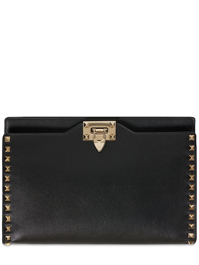 rockstud leather clutch